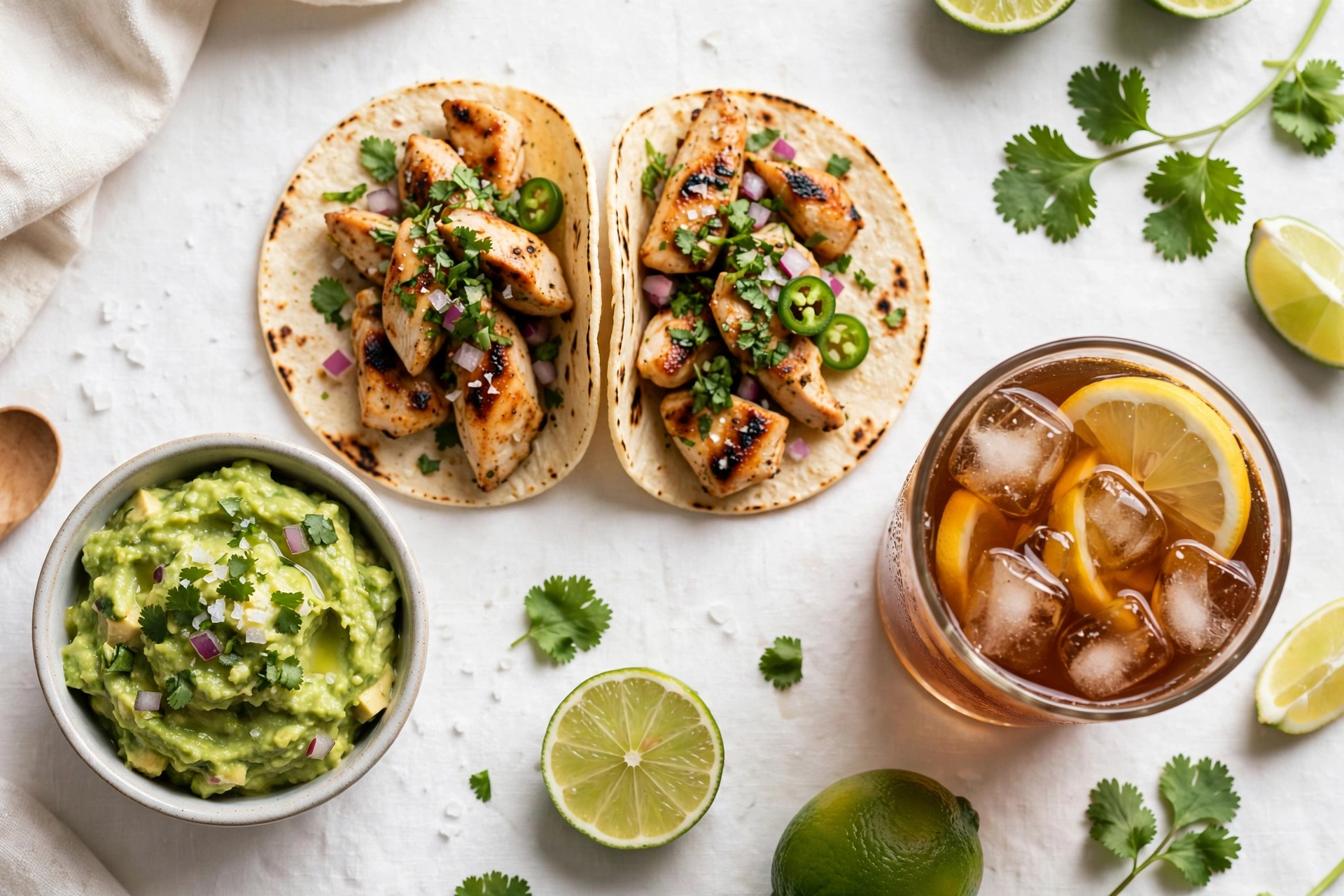 Low-carb Del Taco meal with iced tea