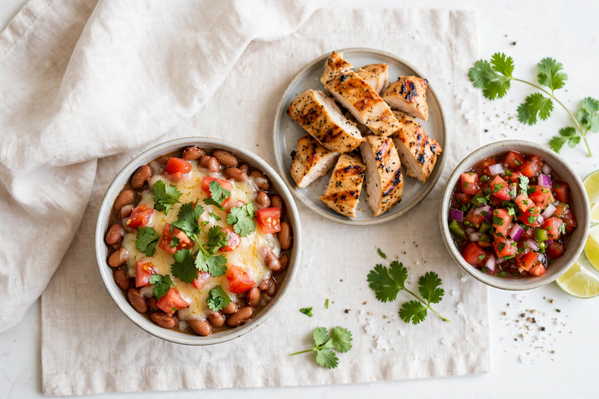 Bean and cheese cup with fresh toppings — high-protein Del Taco option